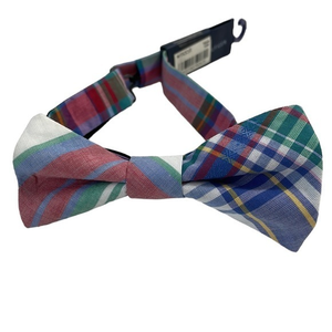Tommy Hilfiger Brady cotton madras plaid adjustable bow tie. Fixed bow. New!